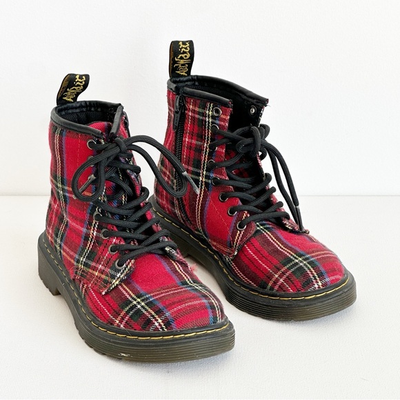 Dr. Martens Boots YOUTH 1460 Tartan  Red Plaid Kids Size 12 US - Picture 10 of 13